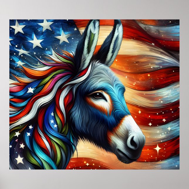 Demokratiska Party Poster Donkey (Framsidan)