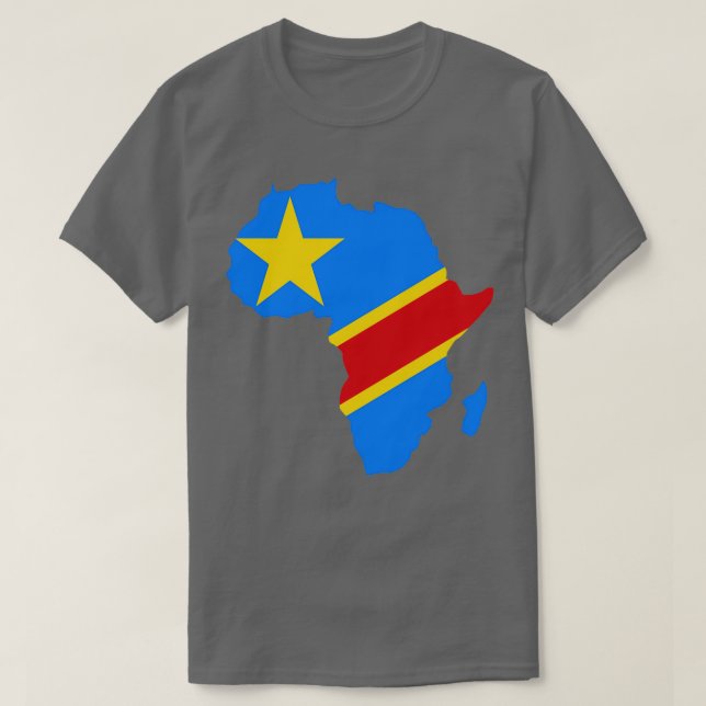 Demokratiska republiken Kongo Flagga Afrika karta T Shirt (Design framsida)