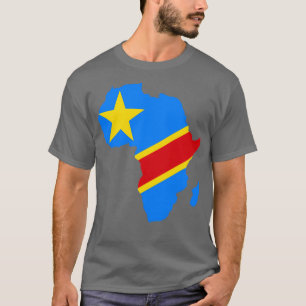 Demokratiska republiken Kongo Flagga Afrika karta T Shirt
