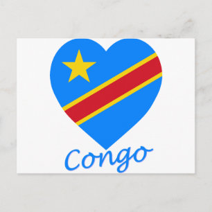 Demokratiska republiken Kongo Flagga Heart Vykort