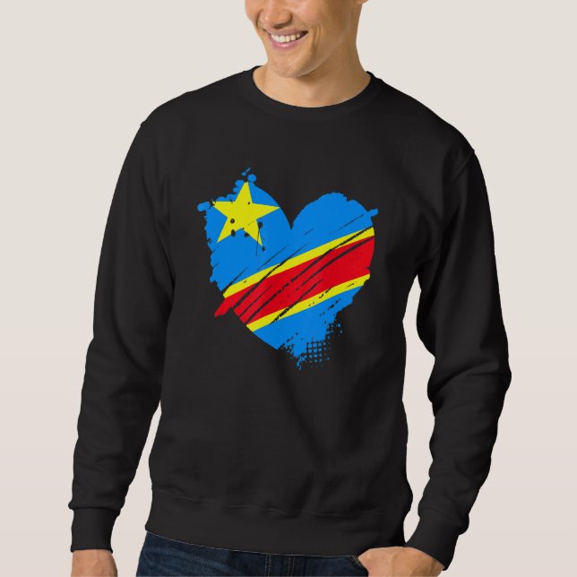 Demokratiska republiken Kongo Flagga I Kärlek Lång Ärmad Tröja (Framsida)