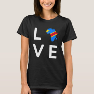 Demokratiska republiken Kongo Flagga Kärlek Afrika T Shirt