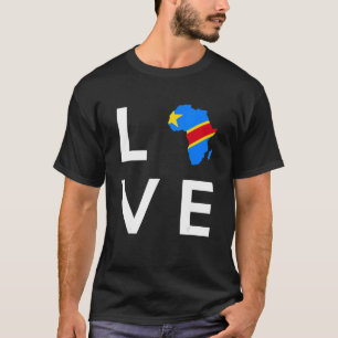 Demokratiska republiken Kongo Flagga Kärlek Afrika T Shirt