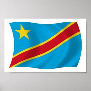 Demokratiska republiken Kongo Flagga Postertryck Poster