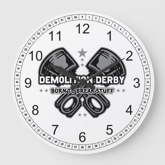 Demolition Derby Born till Break Saker Stor Klocka (Framsida)