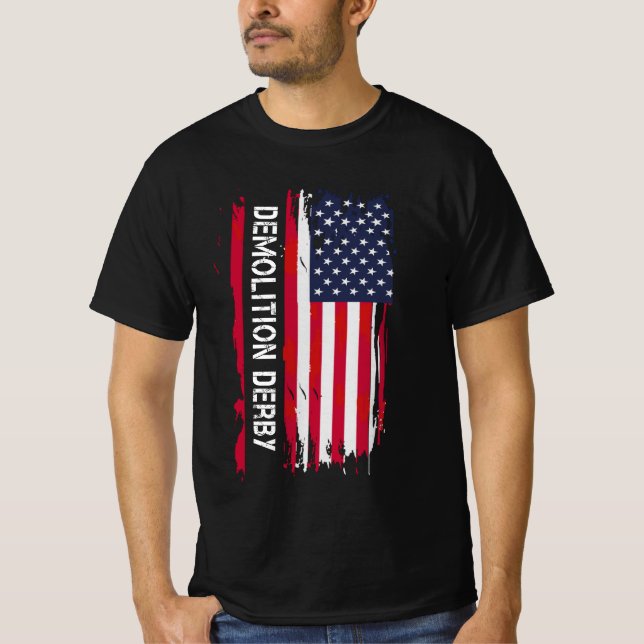 Demolition Derby Patriotic USA flagga T Shirt (Framsida)