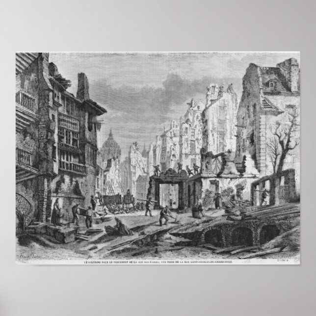Demolitioner för byggnad av Rue des Ecoles Poster (Framsidan)