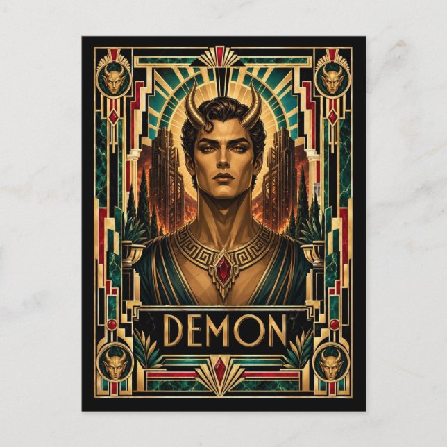 Demon, Art Deco mytisk Vykort (Framsida)