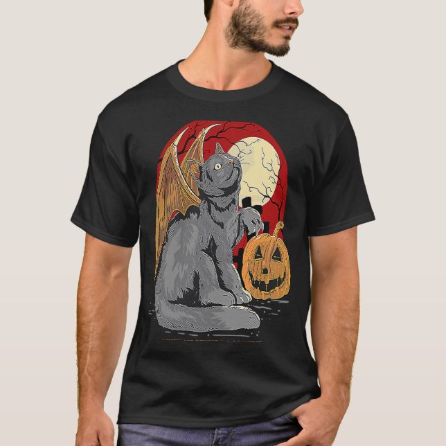 Demon Cat Demands a Sacrifice T Shirt (Framsida)