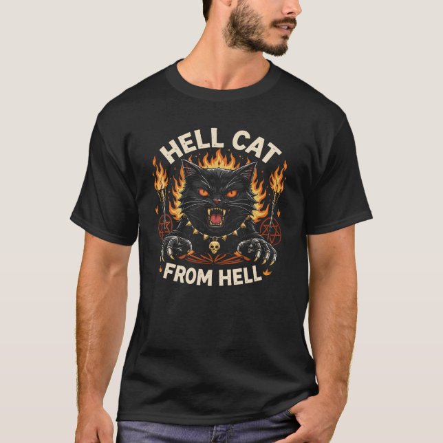 Demon Cat Inferno T Shirt (Framsida)