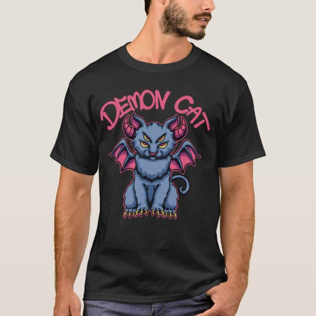 Demon Cat streetwear  T Shirt (Framsida)