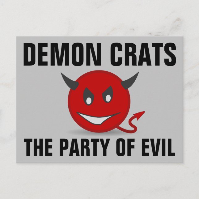 DEMON CRATS DEMOKRATER PARTY I EVIL VYKORT (Framsida)