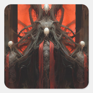 Demon Creatures Mörk Fantasy Horror Fyrkantigt Klistermärke