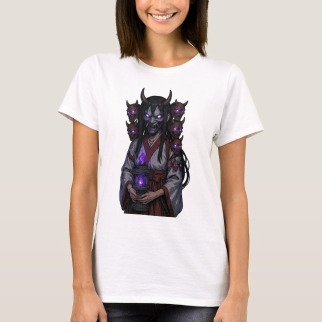 Demon Cyberpunk Anime Flicka T Shirt (Framsida)