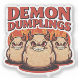 Demon Dumplings Funny Halloween Food Pun Klistermärken