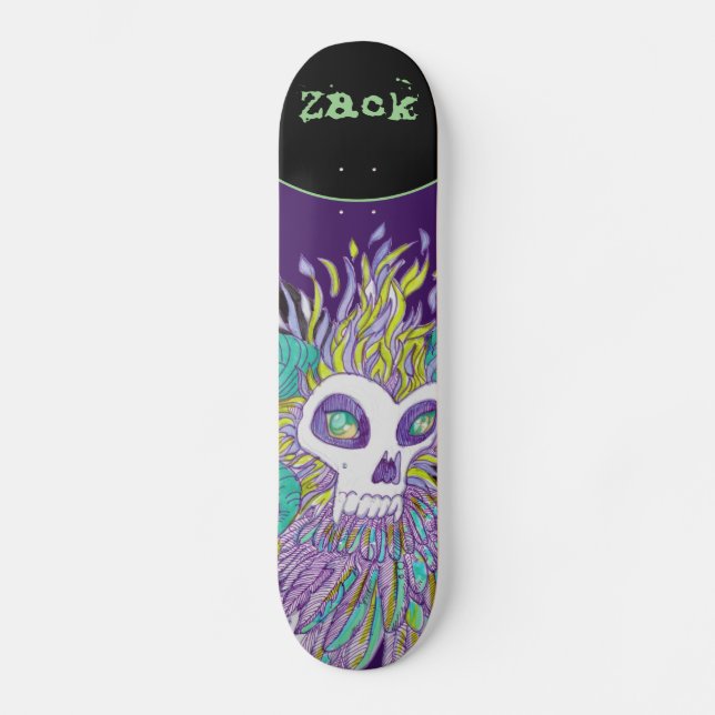 Demon Feathers Spooky Monster Mini Skateboard Bräda 18,5 Cm (Framsida)