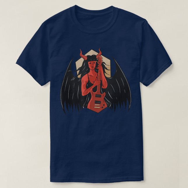 Demon Hell Lucifer Devil Evil Underworld Guitar Mu T Shirt (Design framsida)