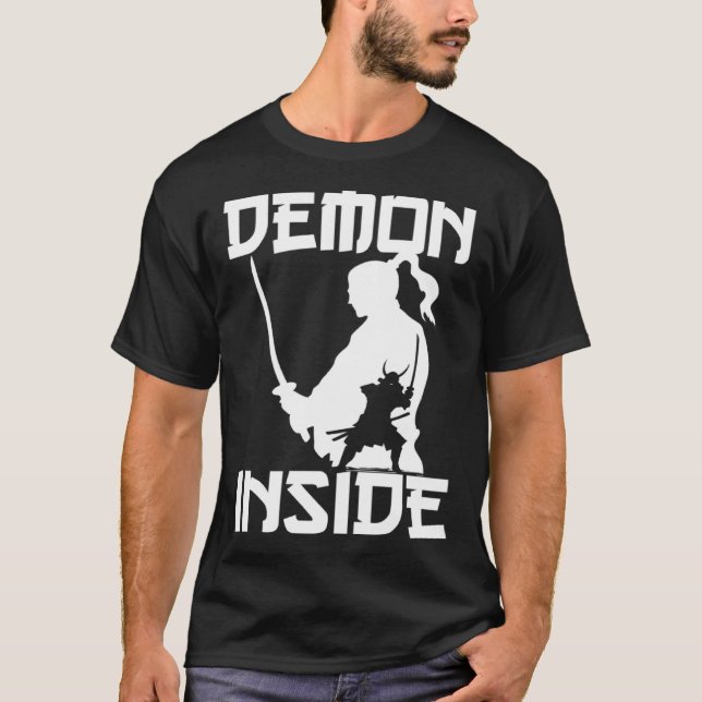 Demon Japanese Warrior Samurai Katana Sword Japan  T Shirt (Framsida)