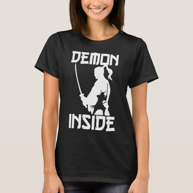Demon Japansk Warrior Samurai Katana Sword Japan T Shirt (Framsida)