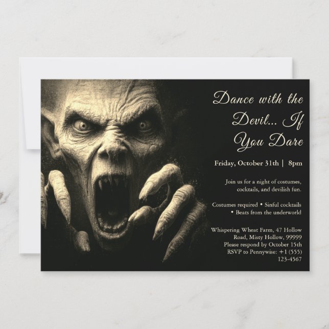 Demon Night Halloween Costume Party-inbjudan Inbjudningar (Framsida)