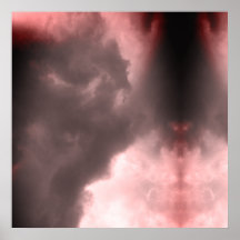 Demon och en drake som slåss i det röda himlar