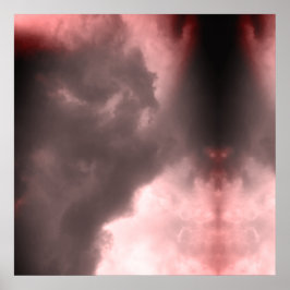 Demon och en drake som slåss i det röda himlar poster