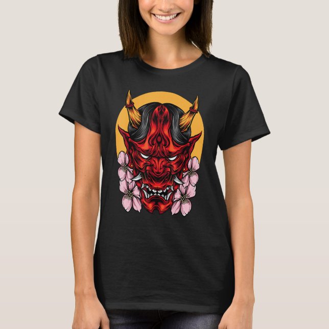 Demon Oni Mask with Sakura T Shirt (Framsida)