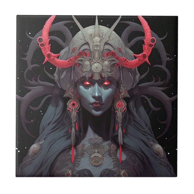 Demon Queen Fantasy Art Kakelplatta (Framsidan)