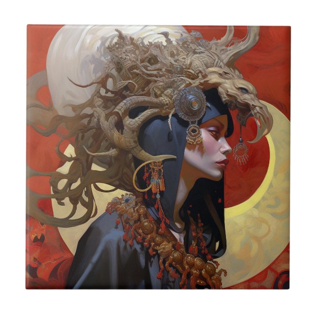 Demon Queen Fantasy Art Kakelplatta (Framsidan)
