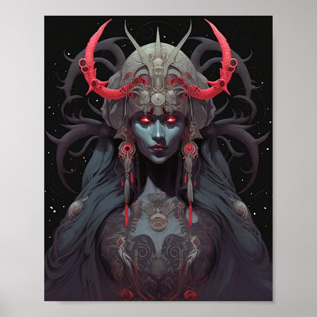 Demon Queen Fantasy Art Poster (Framsidan)