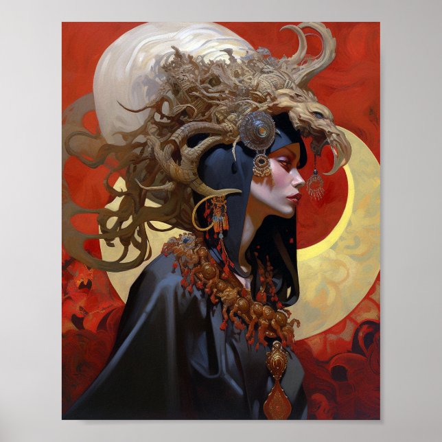 Demon Queen Fantasy Art Poster (Framsidan)