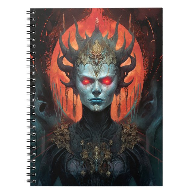 Demon Queen Mörk Goddess Fantasy Art Anteckningsbok (Framsidan)
