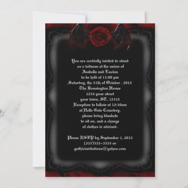 Demon Ro planerade Goth Wedding-inbjudningar Inbjudningar (Framsida)