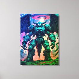 Demon Roboter mit Flügel bei einem UFO Canvastryck