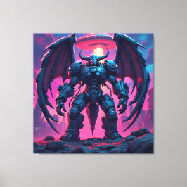 Demon Roboter mit Flügel bei einem UFO Canvastryck