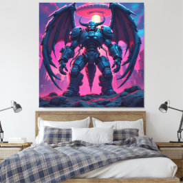 Demon Roboter mit Flügel bei einem UFO Canvastryck