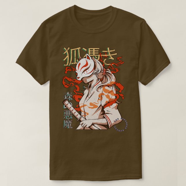 Demon Samur Aesthetic japuki Kitsune T Shirt (Design framsida)