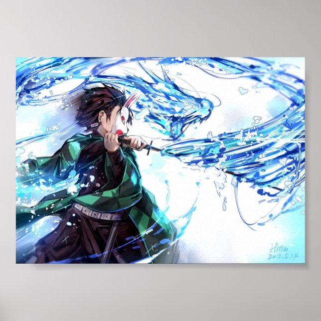 Demon Sayer Kimetsu No Yaiba Tanjiro Poster (Framsidan)
