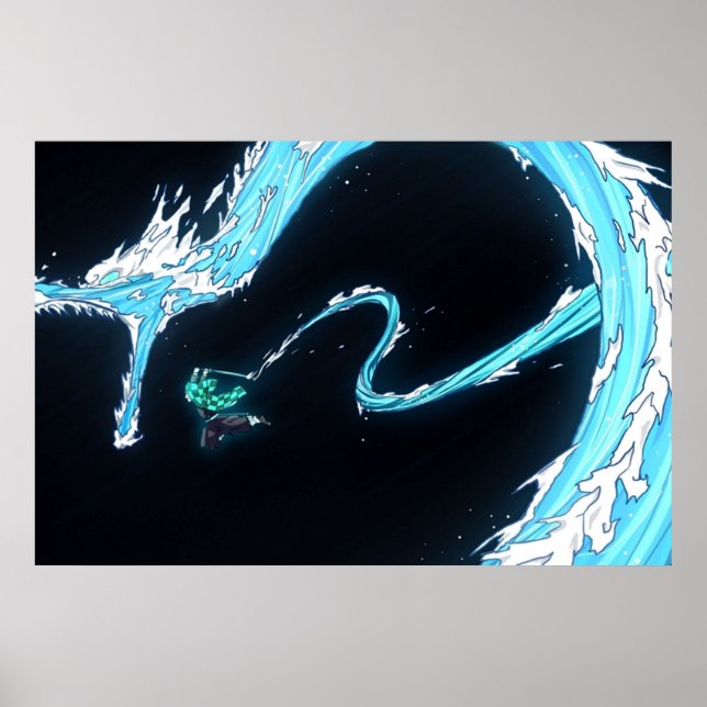 Demon Sayer Tanjiro Vatten Breathing Poster (Framsidan)