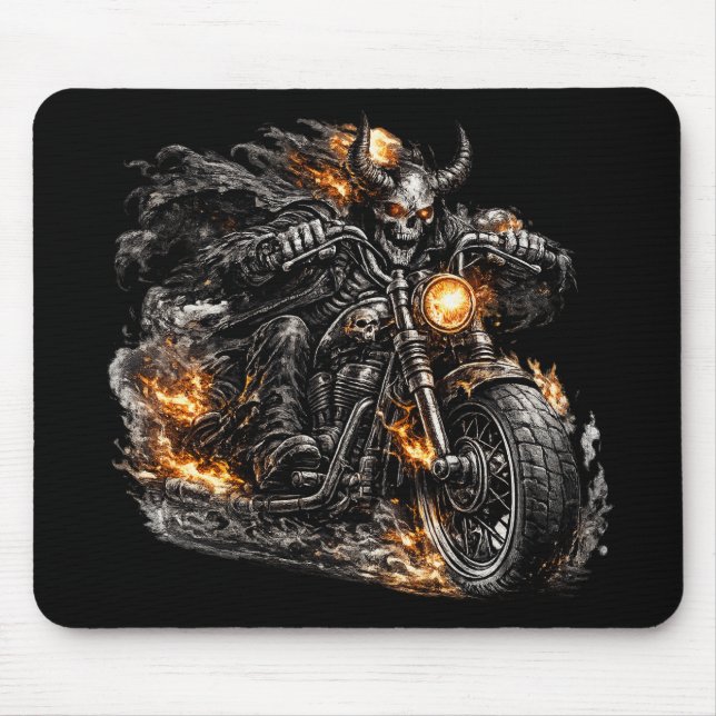Demon Skalle Biker Motorcykel Musmatta (Framsidan)