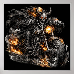 Demon Skalle McCykel Motorcykel Poster