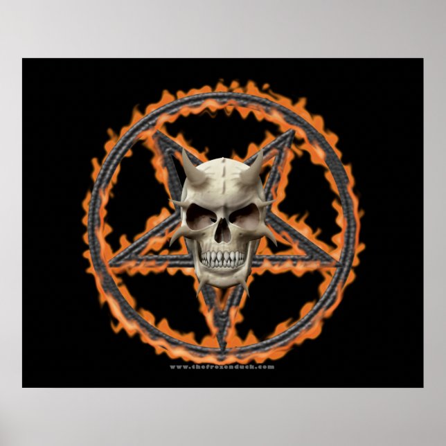 Demon Skull & Burning Pentagram Poster (Framsidan)