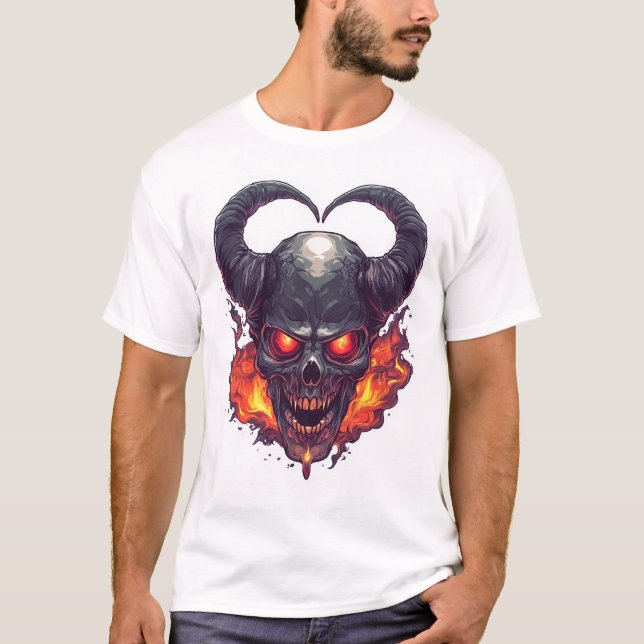 Demon Skull Firestorm T Shirt (Framsida)