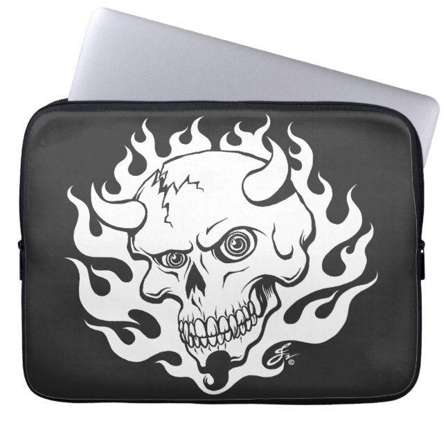 Demon Skull i Flames Laptop Fodral (Framsidan)