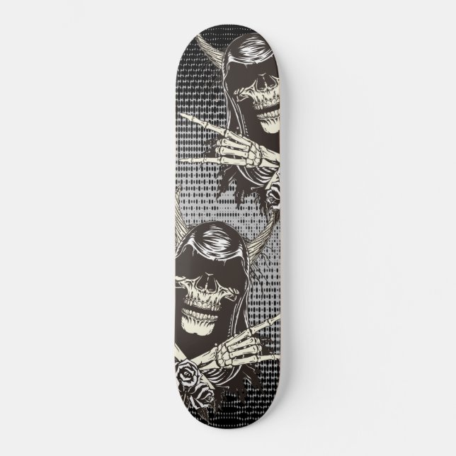 Demon Skull Mini Skateboard Bräda 18,5 Cm (Framsida)