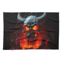 Demon Skulle Tron Halloween Kökshandduk