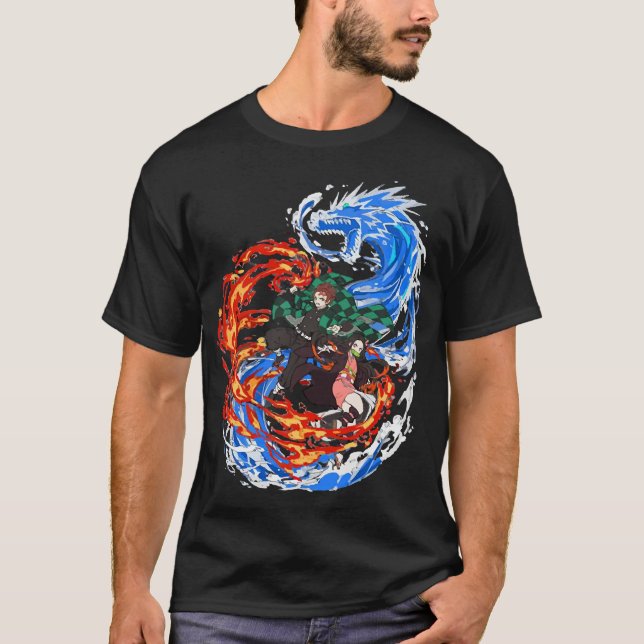 demon slayer vatten och fire T-Shirt (Framsida)