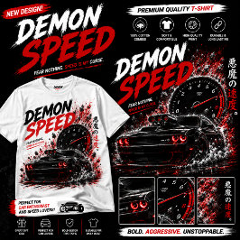 Demon Speed Muscle Car Mörk Racing - Vit T-Shirt