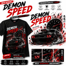 Demon Speed Muskelbil Mörk Racing - Svart T-Shirt