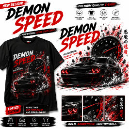 Demon Speed Muskelbil Mörk Racing - Svart T-Shirt